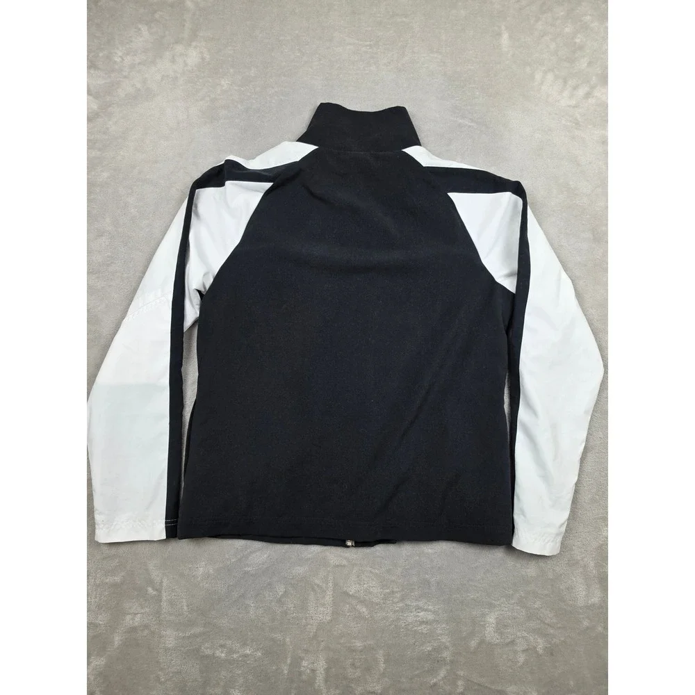 Nike Track Jacket Womens Medium Black White Full Zip Raglan Mesh Lined Y2K